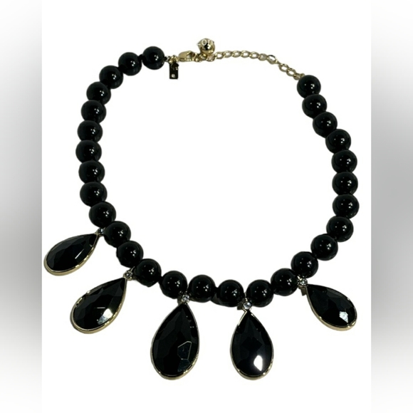 SOLD-KATE spade Black and Gold Crystal Accented Necklace - Picture 4 of 14